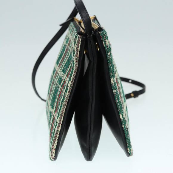 CELINE Trio Large Shoulder Bag Canvas Green Gold - Picture 4 of 13